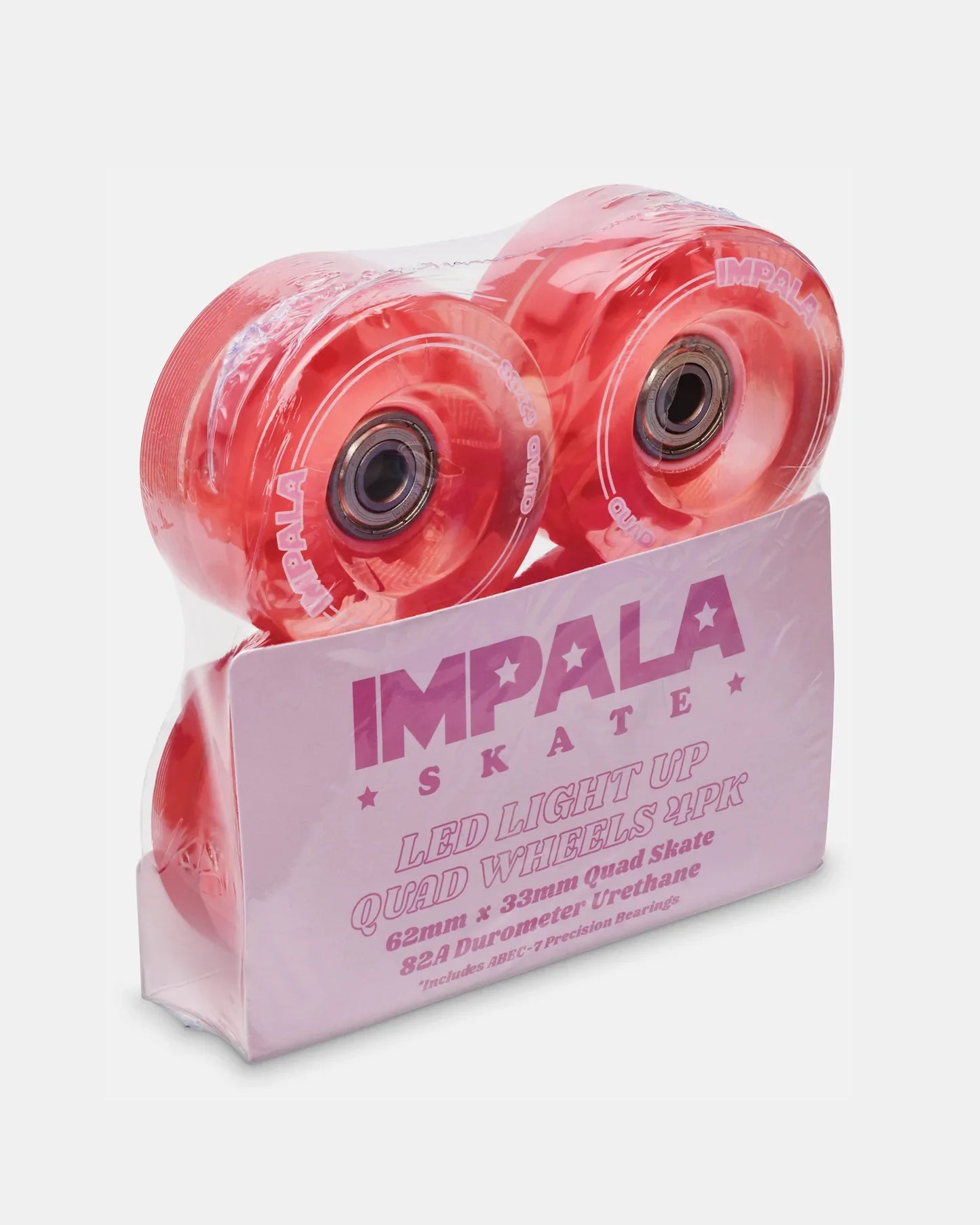 8 Pack Wheels IMPALA LIGHT UP WHEELS RED 62mm 82A (DISCOUNTED WHEN BOUGHT WITH SKATES)