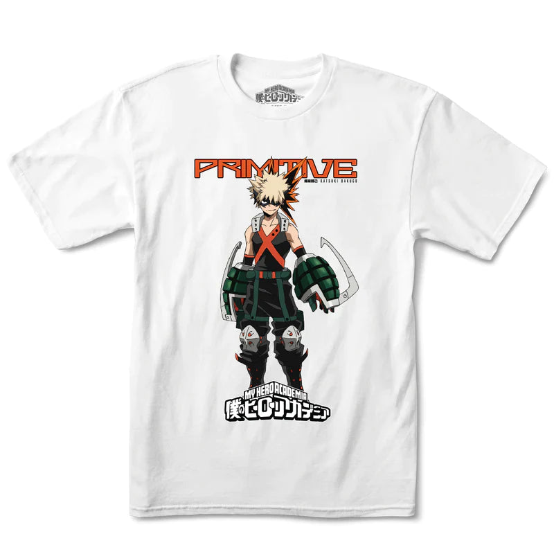 Primitive x My Hero Academia Katsuki Bakugo White T-Shirt