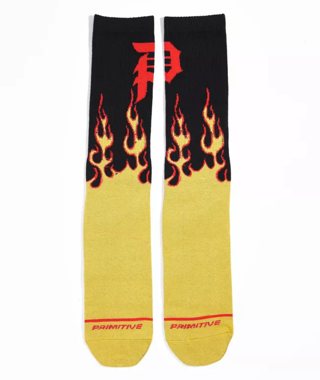 Primitive Burnout Black Crew Socks