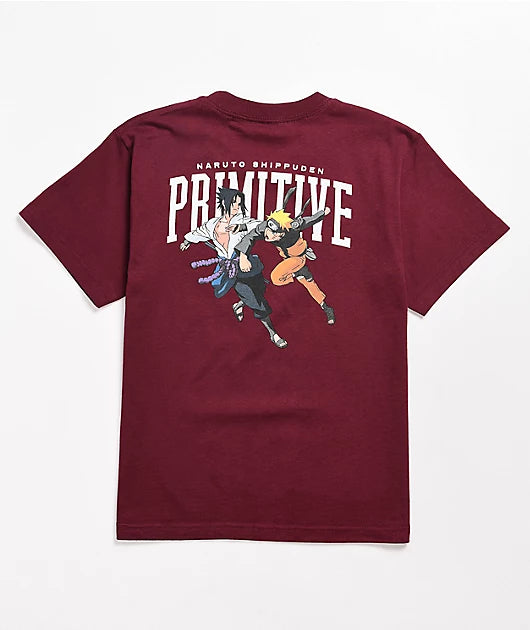 Primitive x Naruto Shippuden II Kids Naruto Versus Sasuke Burgundy T-Shirt KIDS