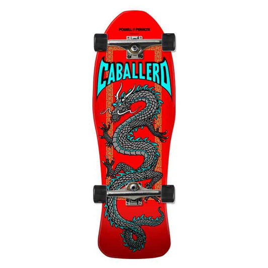 POWELL PERALTA STEVE CABALLERO DRAGON SKATEBOARD COMPLETE RED/SILVER - 10 X 30 LIMITED EDITION