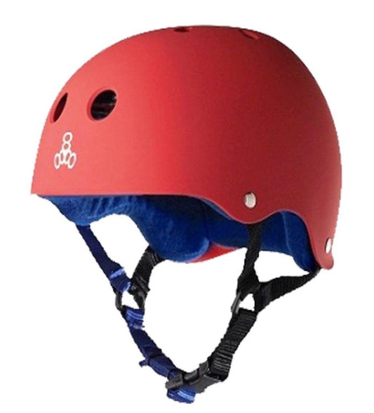 Triple 8 Helmet Red Rubber-Blue - Johno's Skate
