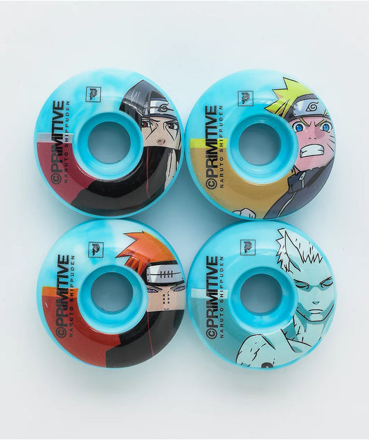 Primitive x Naruto Shippuden Team 54mm Blue Swirl Skateboard Wheels