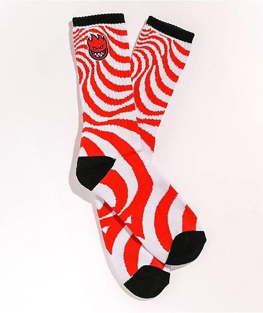 Spitfire Big Head Swirl White Crew Socks - Johno's Skate
