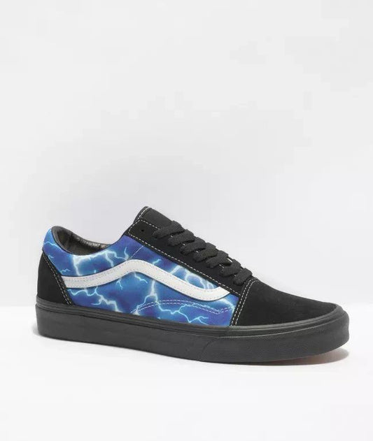 Vans Old Skool Lightning Black & Blue Skate Shoes - Johno's Skate