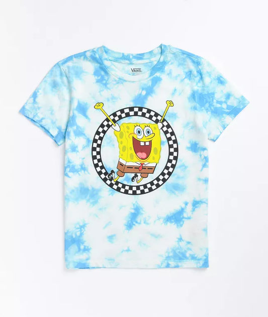 Vans x SponeBob SquarePants Jump Out Blue Tie Dye T-Shirt SMALL