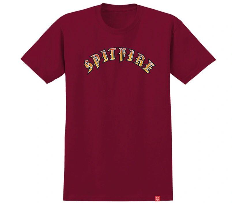 T Shirt- SPITFIRE OLD E SS S-CARDINAL - Johno's Skate