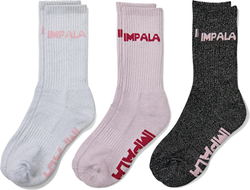 IMPALA 3PK SOCKS SPARKLE WHT/PINK/BLK